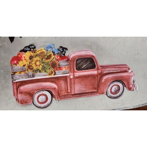 Farmhouse Floral Arrangement In Rustic Wooden Crate W/ Sunflowers & Peacock Feat - Picture 3 of 10